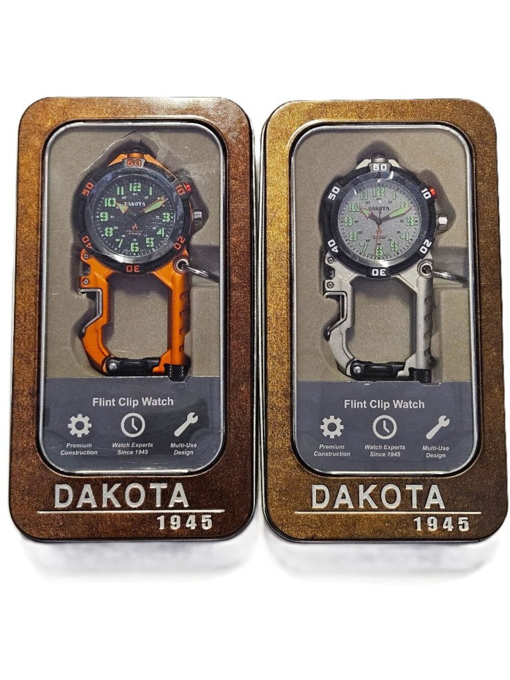Dakota Flint Clip-On Survival Watch – Fire Starter, LED Flashlight & Bottle Open